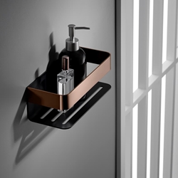 Jabonera de pared serie MAYURA acabado negro mate - oro rosa brillo - Imagen 1