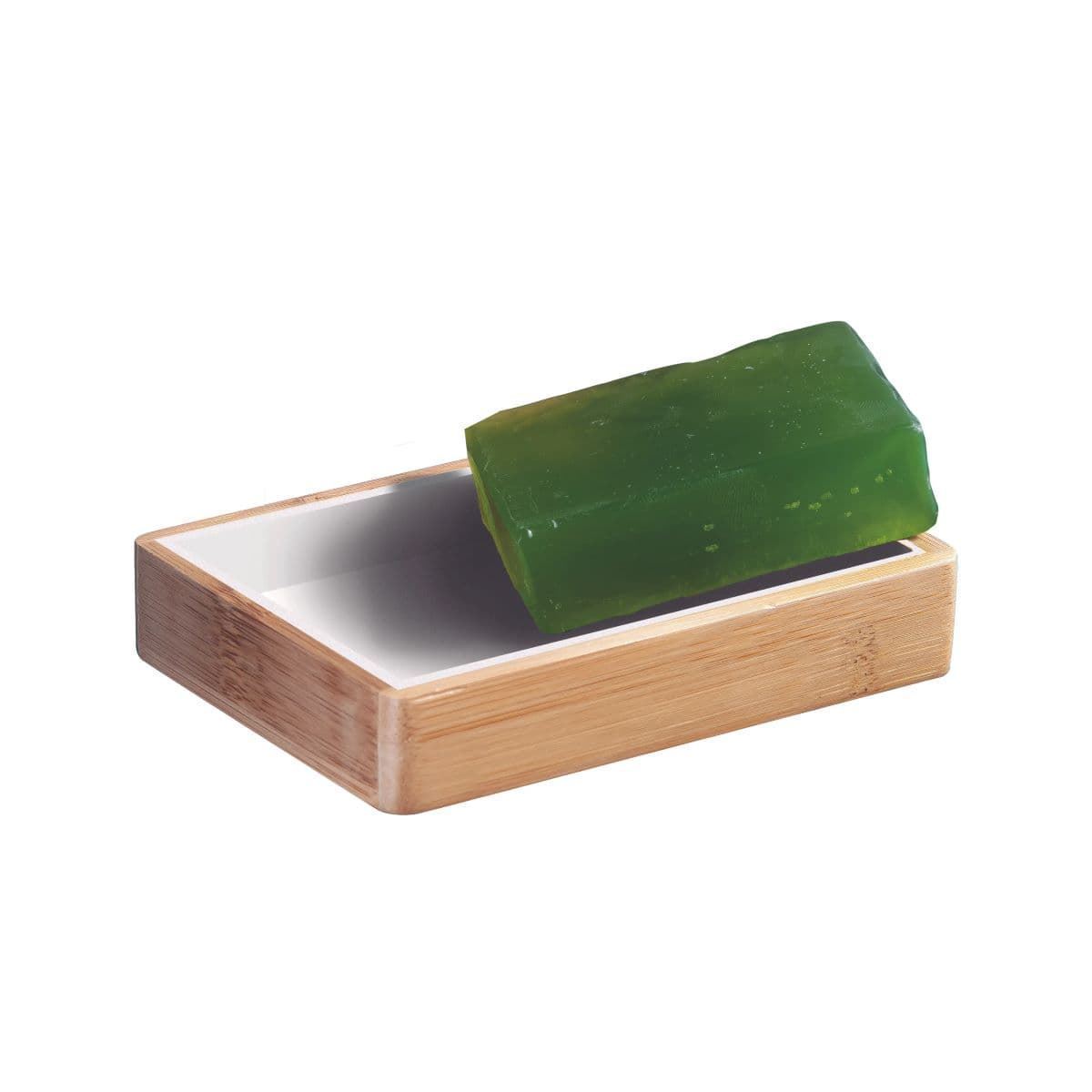 Jabonera de sobremesa serie NATURA acabado madera y cromo - Imagen 1