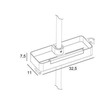 Jabonera para barra de ducha con limpia mamparas acabado blanco brillo - Imagen 2