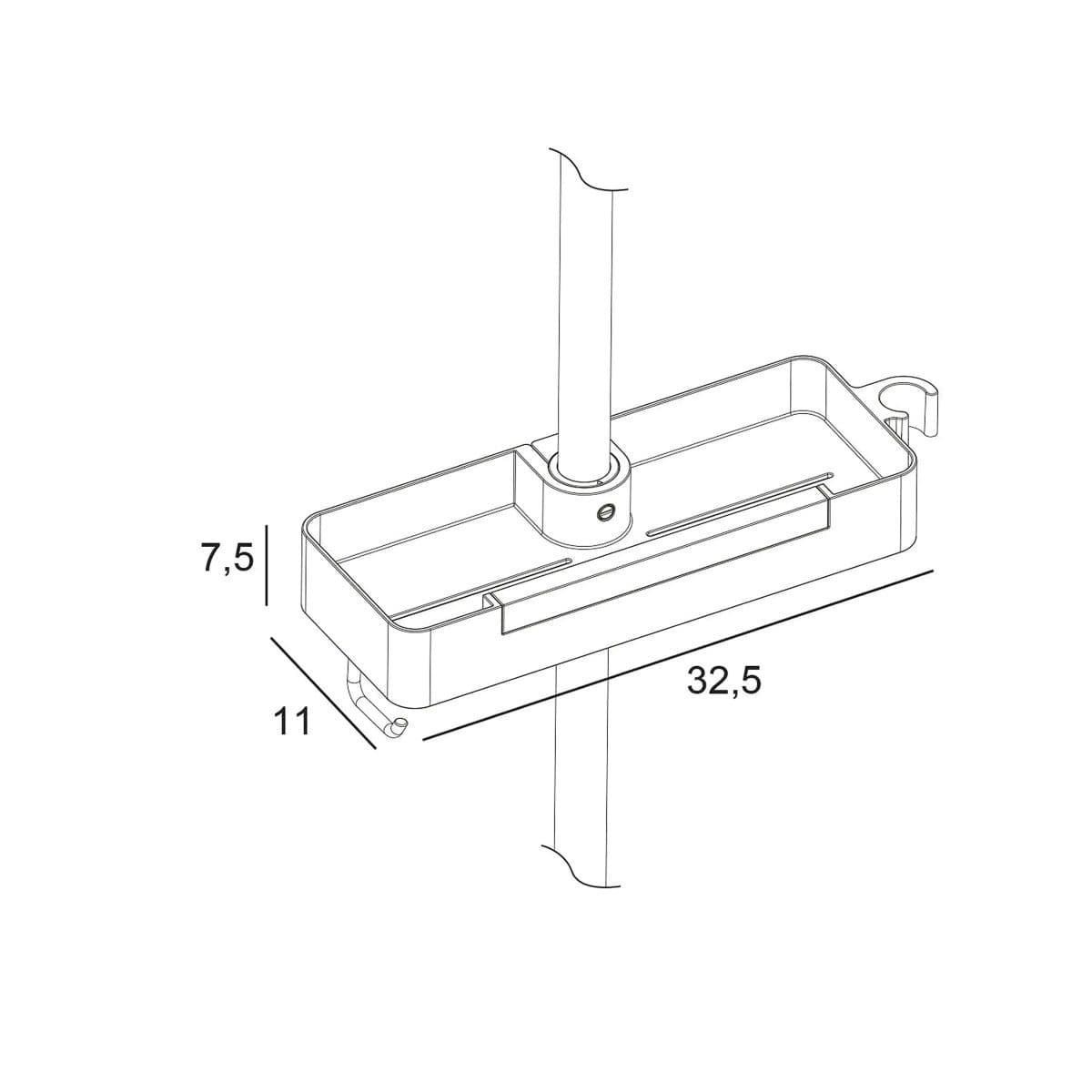 Jabonera para barra de ducha con limpia mamparas acabado negro mate - Imagen 2