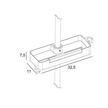 Jabonera para barra de ducha con limpia mamparas acabado negro mate - Imagen 2