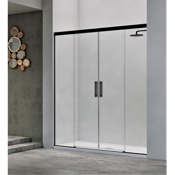 Mampara de ducha 2 fijas + 2 correderas color negro modelo BEJAR Black - Imagen 1