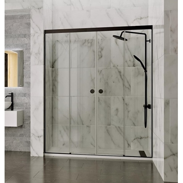 Mampara de ducha 2 fijas + 2 correderas color negro modelo NEVADA Black - Imagen 1
