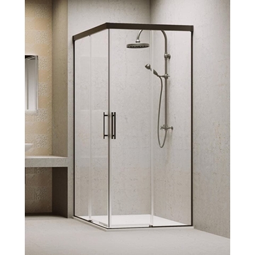 Mampara de ducha angular color negro modelo VEGA Black - Imagen 1