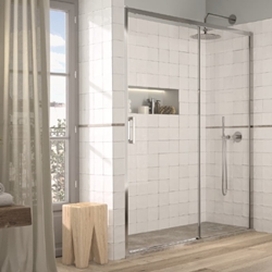 Mampara de ducha frontal una hoja fija y una hoja corredera modelo YOKO - Imagen 1