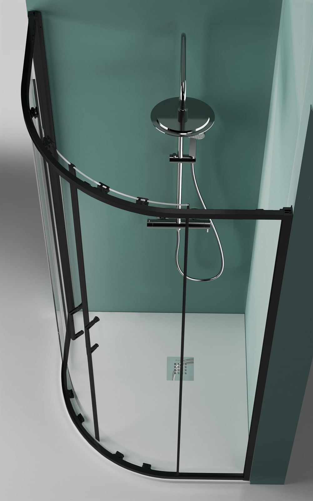 Mampara de ducha semicircular negro mate y cristal modelo PRISMA - Imagen 2