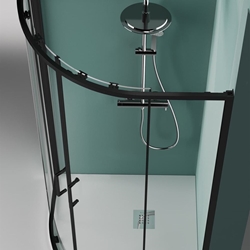 Mampara de ducha semicircular negro mate y cristal modelo PRISMA - Imagen 2