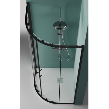 Mampara de ducha semicircular negro mate y cristal modelo PRISMA - Imagen 2