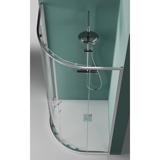 Mampara de ducha semicircular plata brillo y cristal modelo PRISMA - Imagen 2