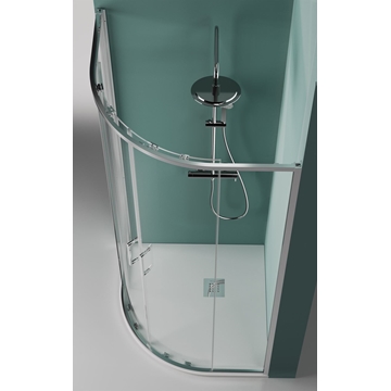 Mampara de ducha semicircular plata brillo y cristal modelo PRISMA - Imagen 2