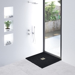 Plato de ducha cuadrado de resina ,gel coat y cargas minerales mod. SLATE altura 3 cm - Imagen 1