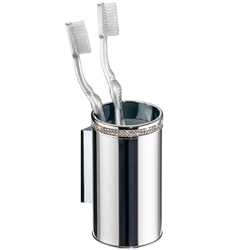 Portacepillos de pared serie CARMEN acabado cromo + Swarovski blanco - Imagen 1