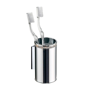 Portacepillos de pared serie CARMEN acabado cromo + Swarovski blanco - Imagen 1