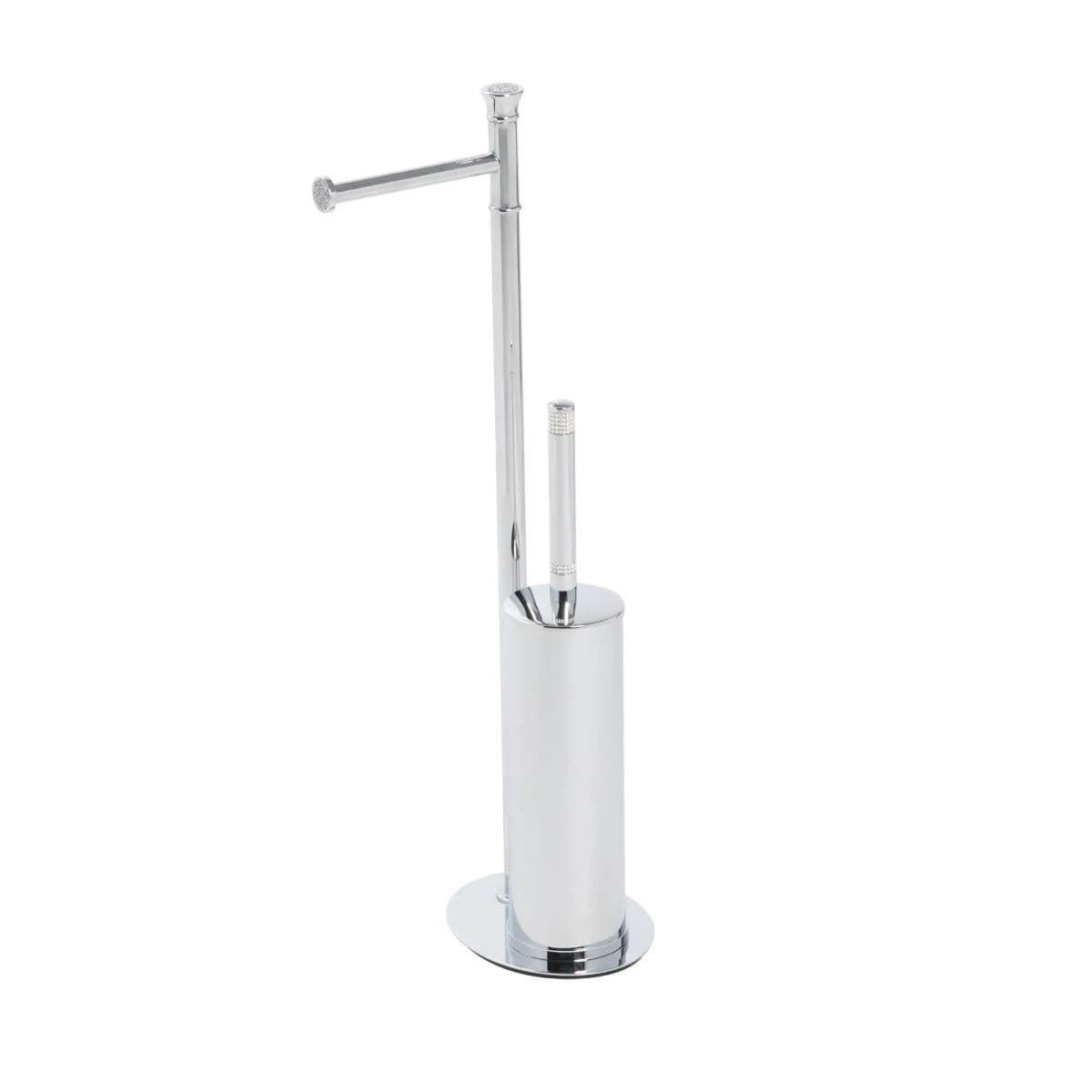 Portarrollos con escobillero serie CARMEN acabado cromo + Swarovski blanco - Imagen 1