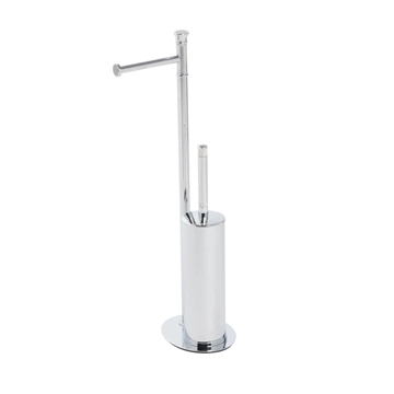 Portarrollos con escobillero serie CARMEN acabado cromo + Swarovski blanco - Imagen 1