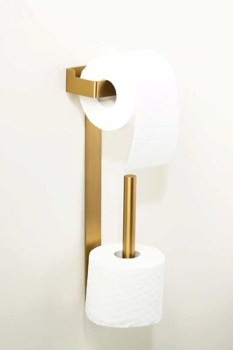 Portarrollos con reserva serie YASS oro cepillado - Imagen 1