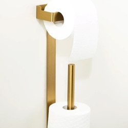 Portarrollos con reserva serie YASS oro cepillado - Imagen 1