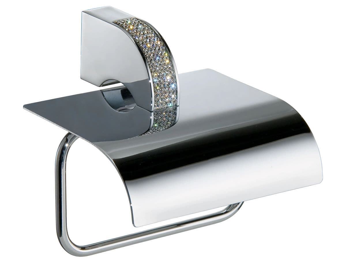 Portarrollos con tapa serie CARMEN acabado cromo + Swarovski blanco - Imagen 1