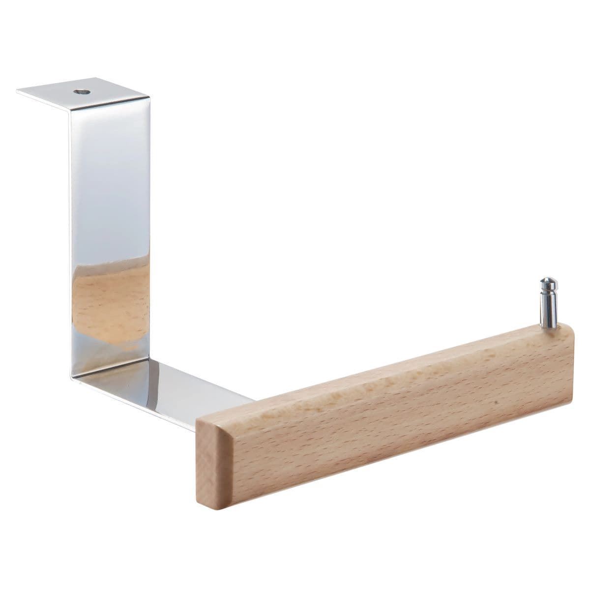 Portarrollos lateral a mueble serie NATURA acabado madera y cromo - Imagen 1