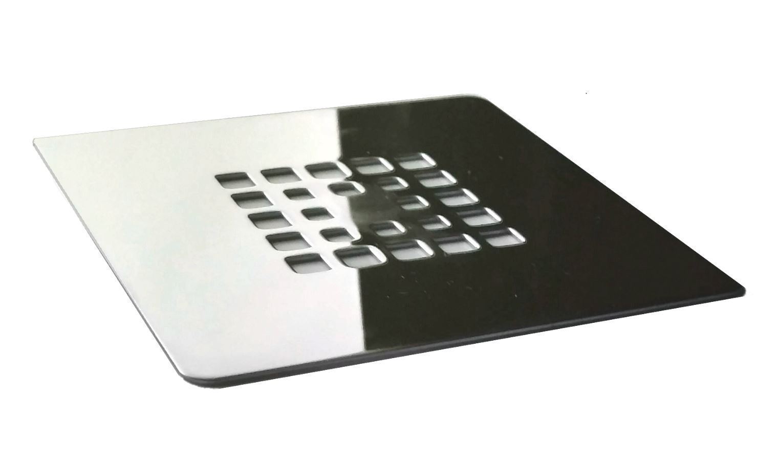 Rejilla cuadrada de 12,5 X 12,5 cm en acero inoxidable para platos de ducha de resina - Imagen 2