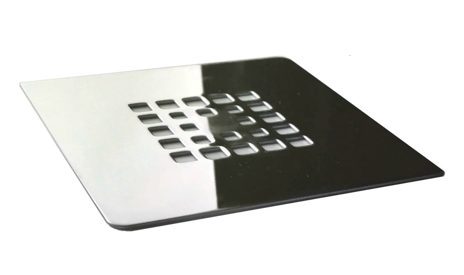 Rejilla cuadrada de 13,2 X 13,2 cm en acero inoxidable para platos de ducha de resina - Imagen 2