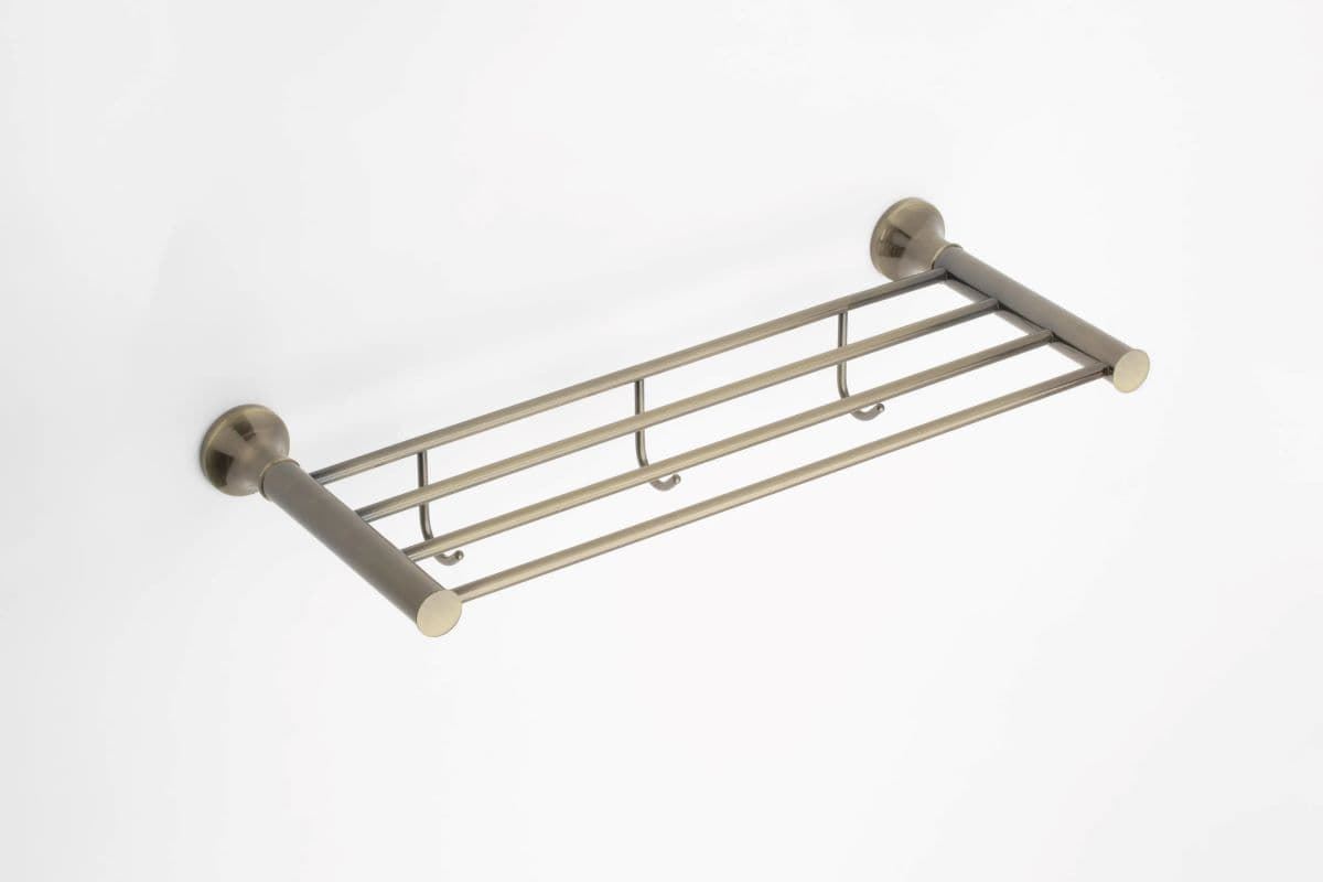 Repisa con perchas serie NOA acabado latón envejecido - Imagen 1