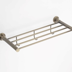 Repisa con perchas serie NOA acabado latón envejecido - Imagen 1
