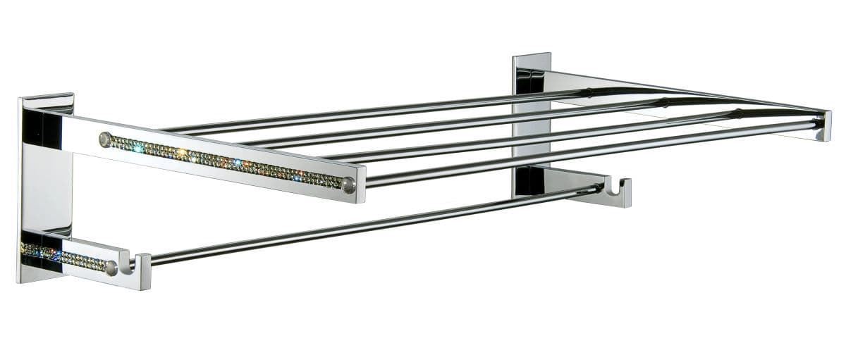 Repisa con toallero serie CARMEN acabado cromo + Swarovski blanco - Imagen 1