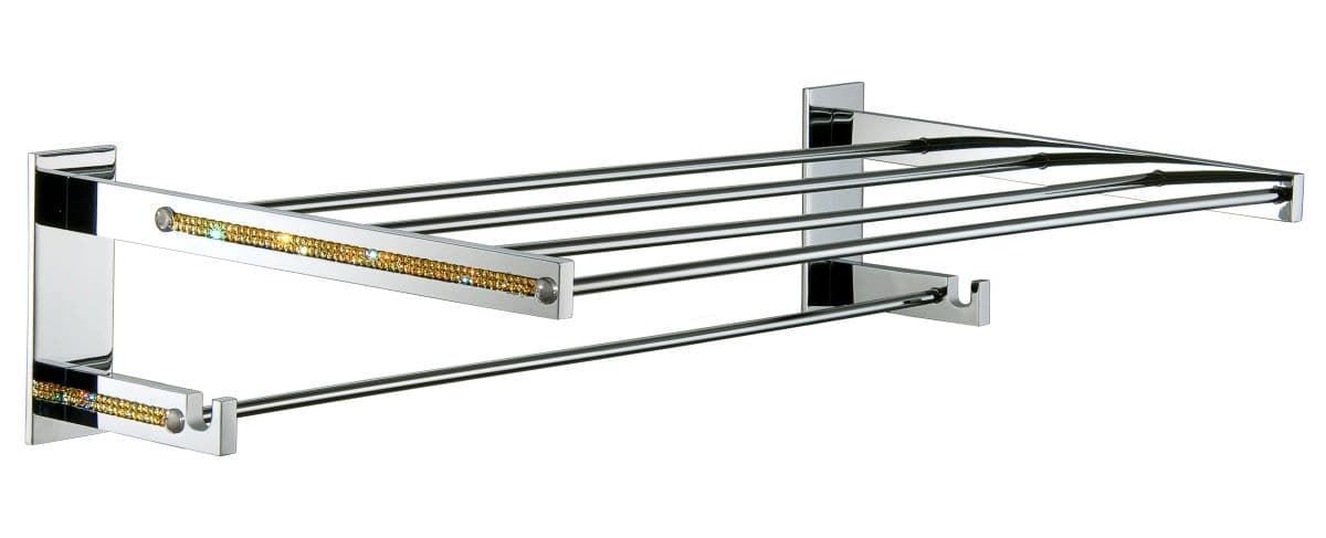 Repisa con toallero serie CARMEN acabado cromo + Swarovski oro - Imagen 1