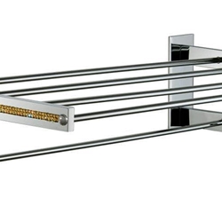 Repisa con toallero serie CARMEN acabado cromo + Swarovski oro - Imagen 1