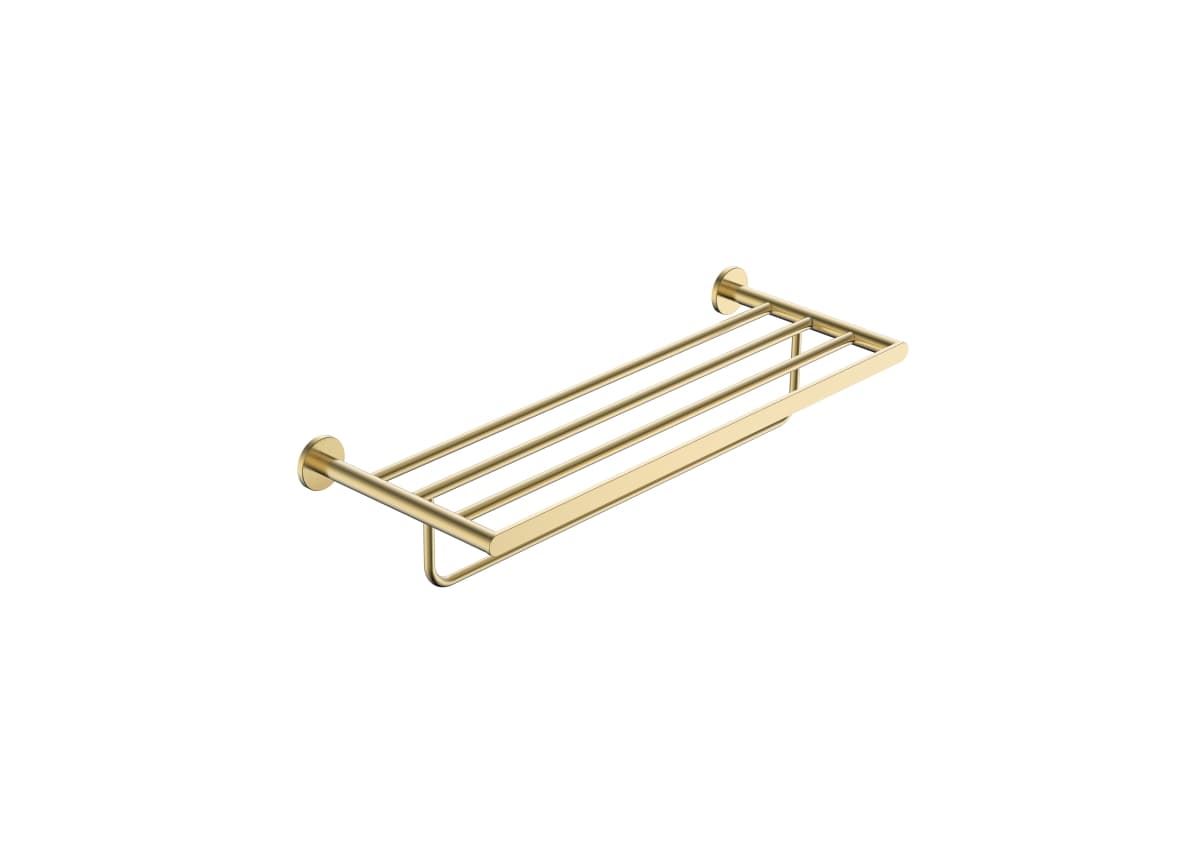 Repisa con toallero serie PRACTIC acabado oro cepillado - Imagen 1