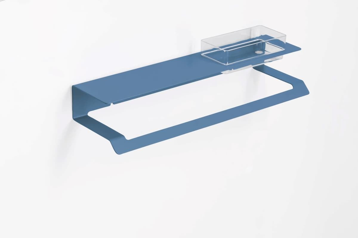 Repisa con toallero serie SLIM acabado azul atlántico - Imagen 1
