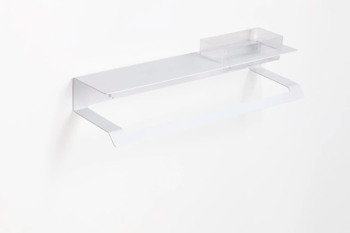 Repisa con toallero serie SLIM acabado blanco mate - Imagen 1