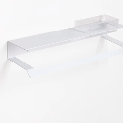 Repisa con toallero serie SLIM acabado blanco mate - Imagen 1