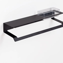 Repisa con toallero serie SLIM acabado negro mate - Imagen 1