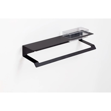 Repisa con toallero serie SLIM acabado negro mate - Imagen 1