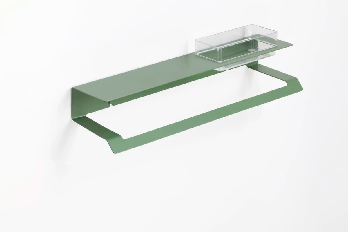 Repisa con toallero serie SLIM acabado verde reseda - Imagen 1