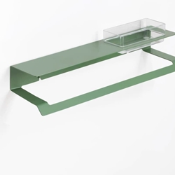 Repisa con toallero serie SLIM acabado verde reseda - Imagen 1