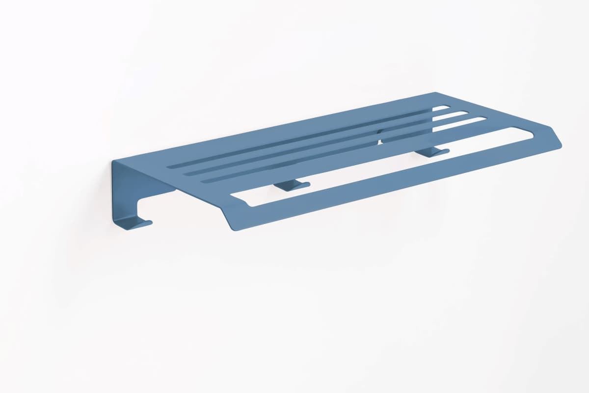 Repisa con toallero y perchas serie SLIM acabado azul atlántico - Imagen 1