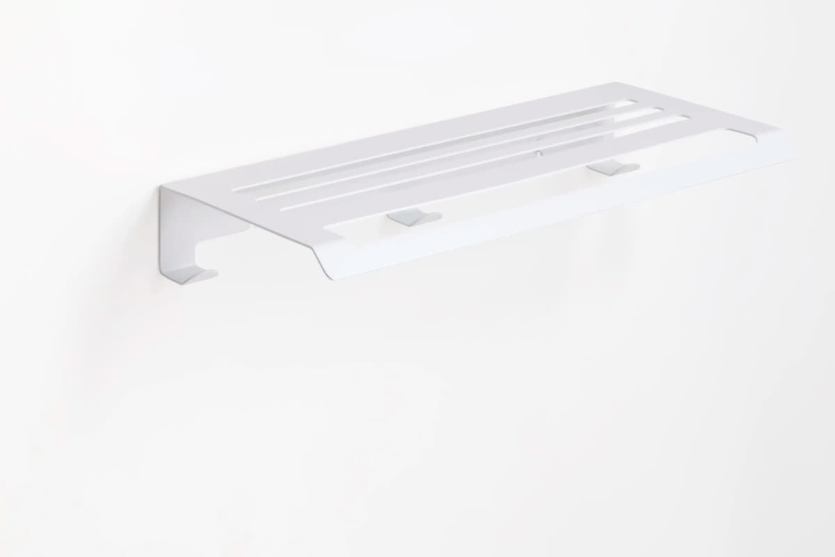 Repisa con toallero y perchas serie SLIM acabado blanco mate - Imagen 1