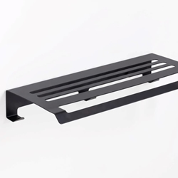 Repisa con toallero y perchas serie SLIM acabado negro mate - Imagen 1