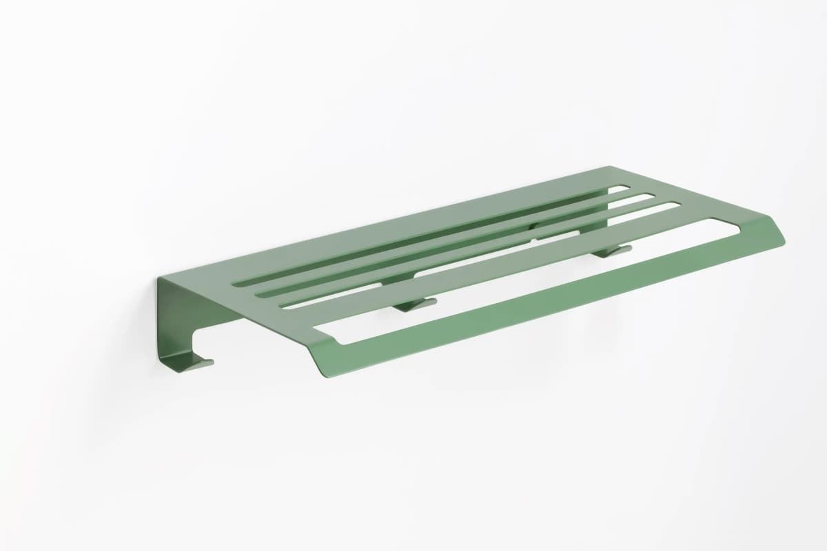 Repisa con toallero y perchas serie SLIM acabado verde reseda - Imagen 1