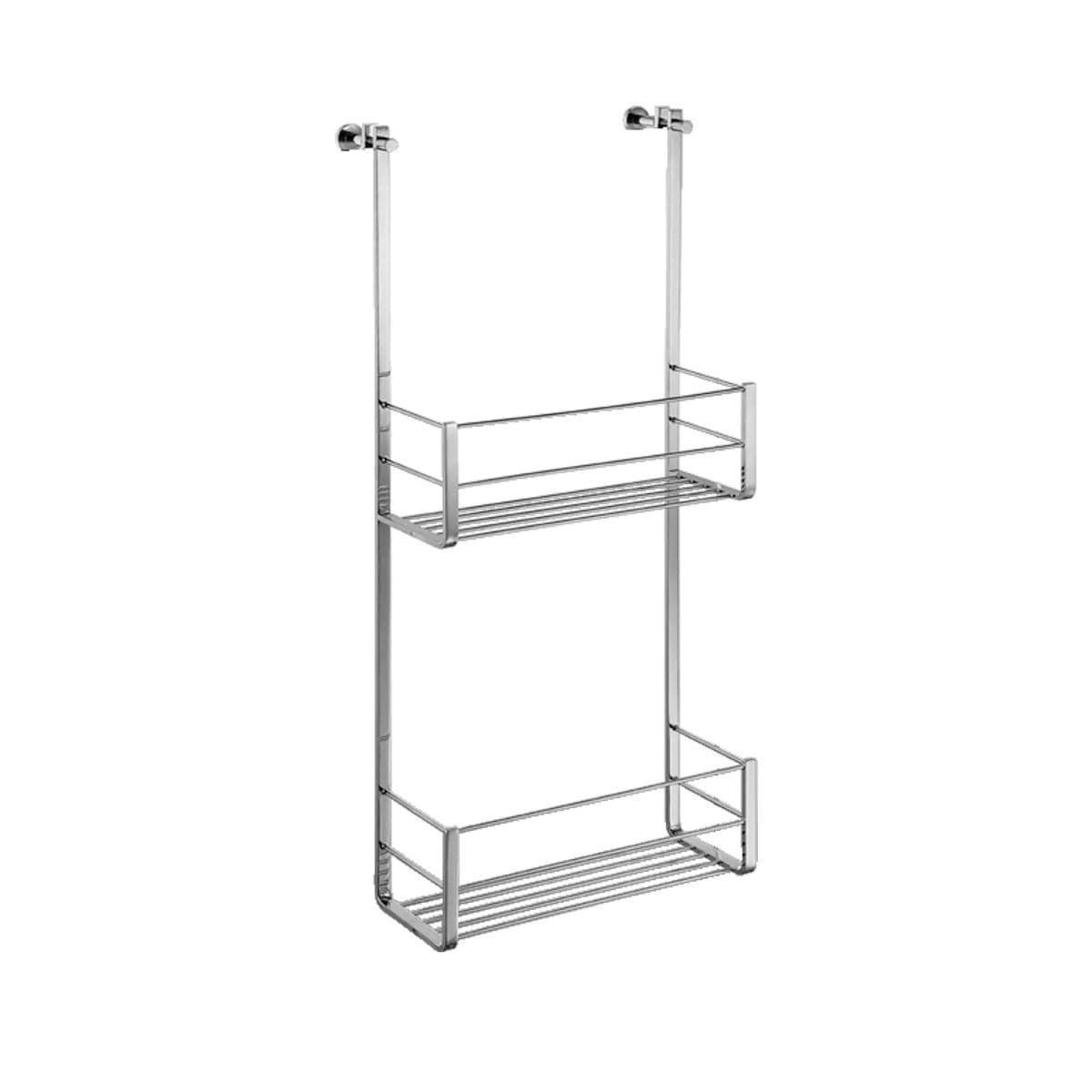 Repisa para mampara doble con perchas acabado cromo - Imagen 1
