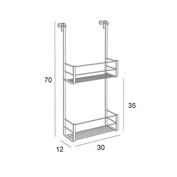 Repisa para mampara doble con perchas acabado cromo - Imagen 2