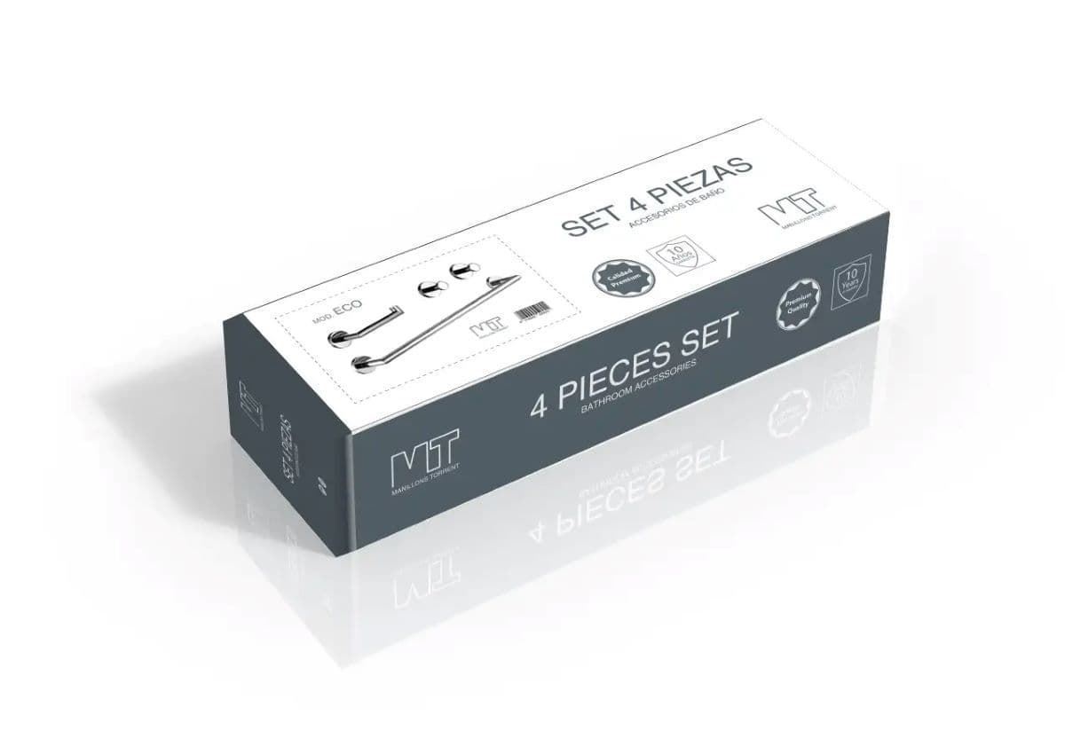 Set 4 piezas accesorios de baño serie ECO acabado pulido brillo - Imagen 1