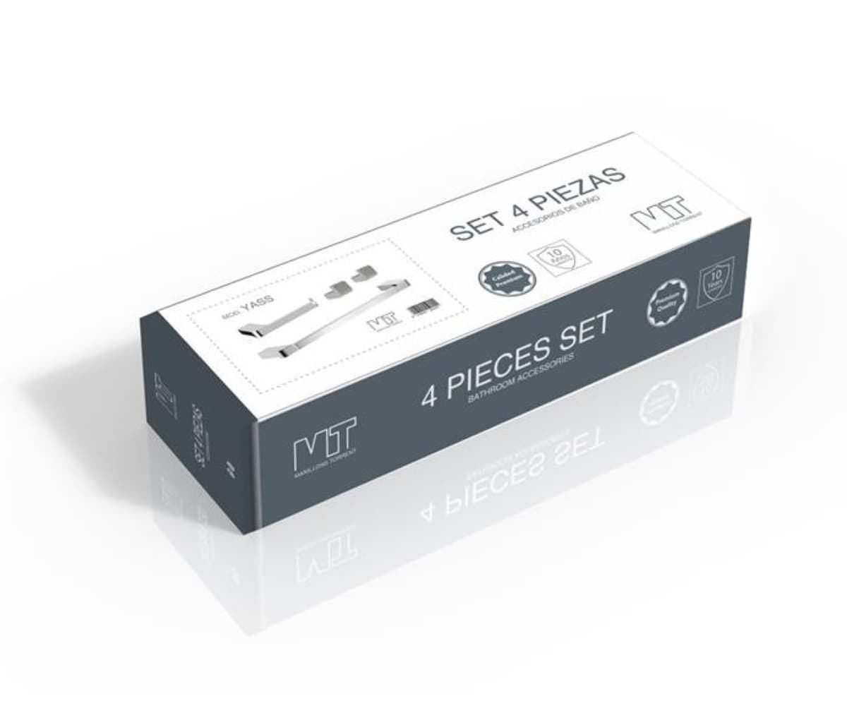 Set 4 piezas accesorios de baño serie YASS acabado cromo - Imagen 1