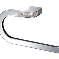 Toallero anilla grande serie CARMEN acabado cromo + Swarovski blanco - Imagen 1