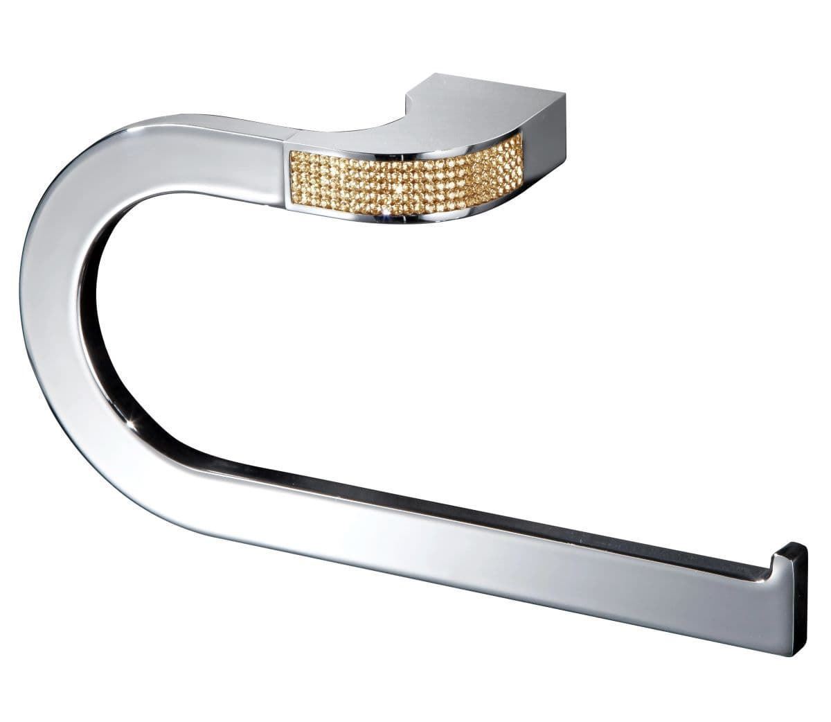 Toallero anilla grande serie CARMEN acabado cromo + Swarovski oro - Imagen 1