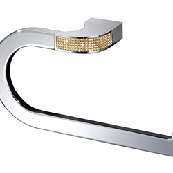 Toallero anilla grande serie CARMEN acabado cromo + Swarovski oro - Imagen 1