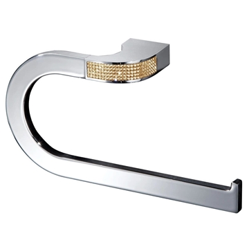 Toallero anilla grande serie CARMEN acabado cromo + Swarovski oro - Imagen 1